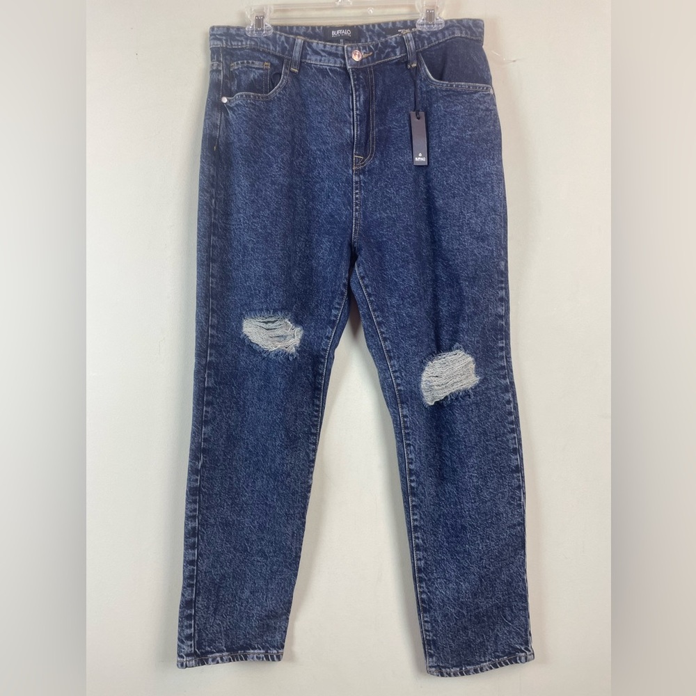 NWT Buffalo David Bitton Destroyed Kristi Mom Blue Jeans Size 32